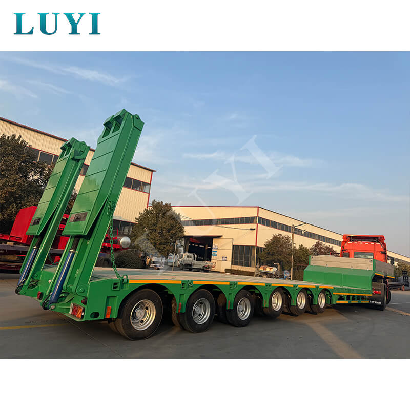 ผลิตในซานตงประเทศจีน! รถกึ่งพ่วงพื้นต่ำ Luyi 6 เพลาจัดส่งไปยังซูดาน