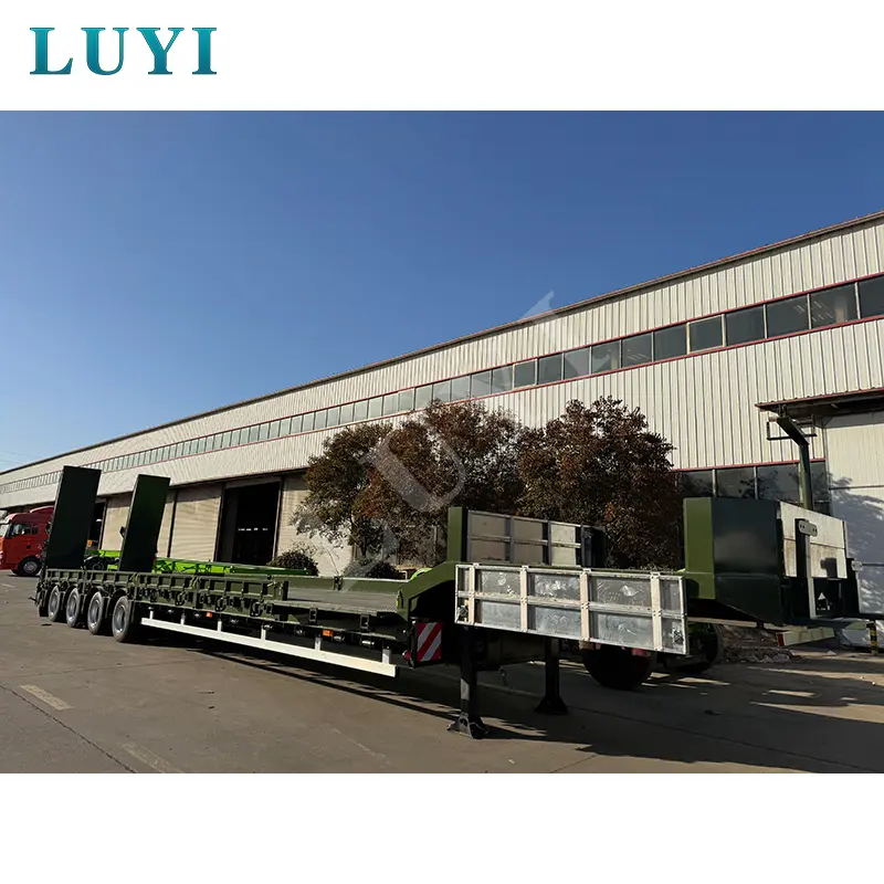 ทางลาดไฮดรอลิกกับทางลาดสปริงเชิงกลสำหรับรถกึ่งพ่วงพื้นต่ำ LUYI AUTO