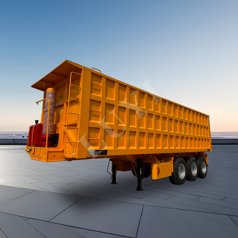 รถกึ่งพ่วงดัมพ์แบบ 3 เพลา 60 ตันแบบให้ทิปหลัง