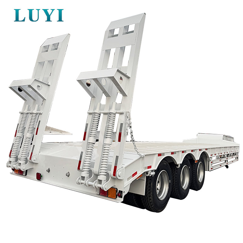 การขนส่งรถขุด 3 เพลา 40 ตัน Lowboy Lowbed Trailer