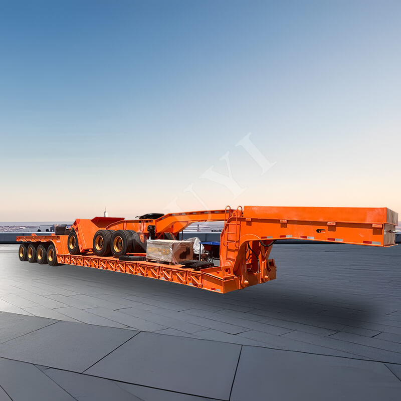 รถกึ่งพ่วงพื้นต่ำคอห่าน 4 เพลา 100 ตัน