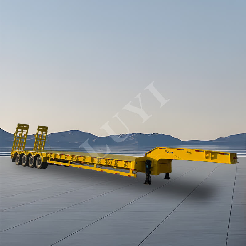 รถพ่วง Lowboy คอห่านแบบกำหนดเอง 4 เพลา 80 ตัน รถพ่วง Lowboy คอห่านแบบกำหนดเอง 4 เพลา 80 ตัน