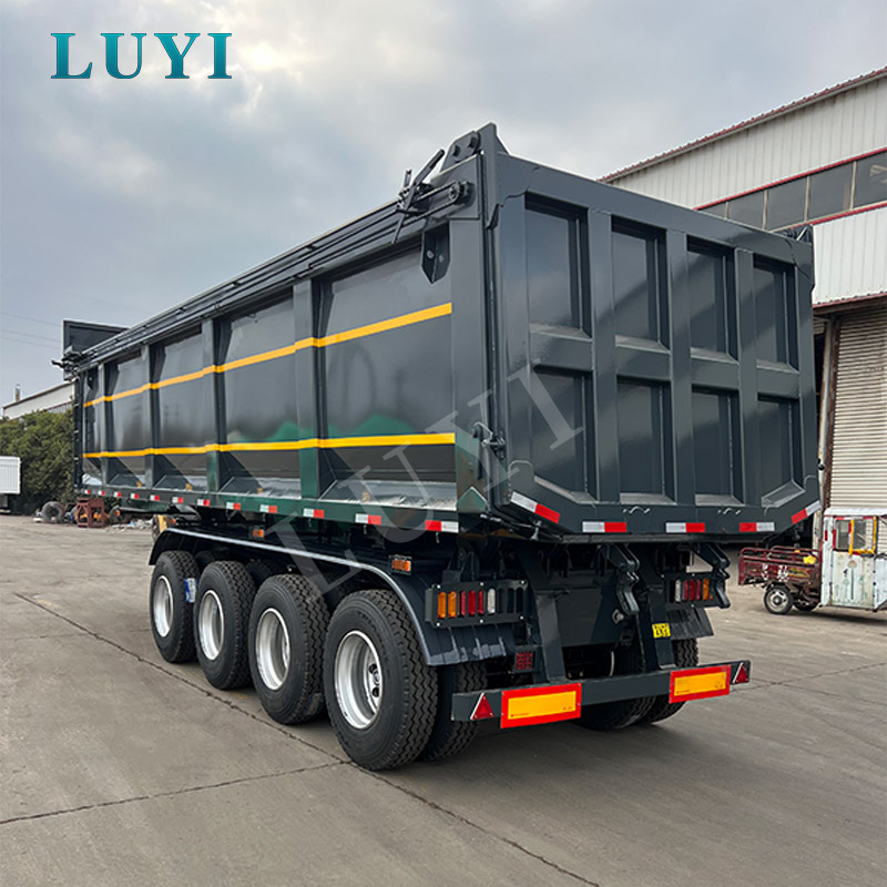 รถกึ่งพ่วงท้าย 4 เพลาสำหรับการขนส่งวัสดุเทกอง