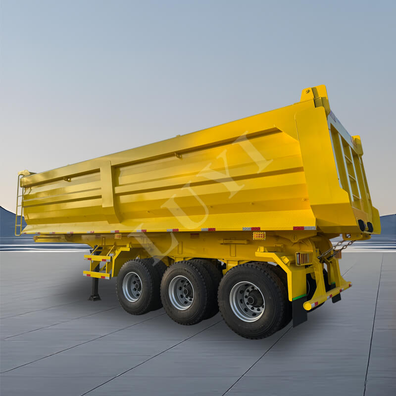 ไฮดรอลิกสำหรับงานหนัก 3 เพลา 60-80 ตัน U Type Rear Tipping Semi Trailer