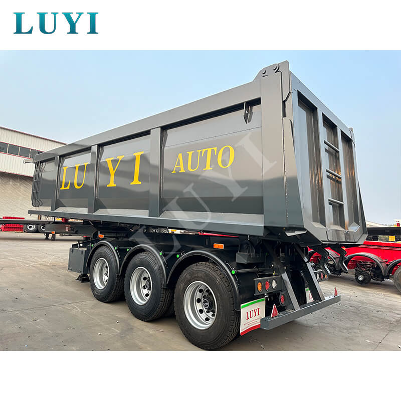 รถกึ่งพ่วงไฮดรอลิกแบบให้ทิปด้านหลัง 3 เพลาคุณภาพสูง