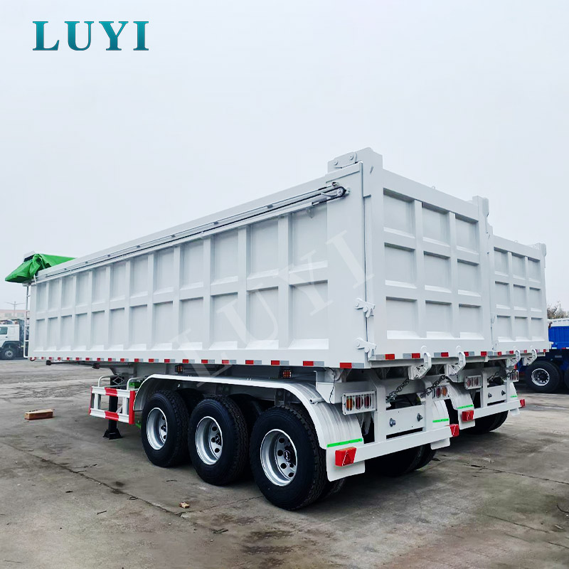 LUYI 3 เพลา 80-100 ตันรถกึ่งพ่วงดั๊มพ์ด้านหลัง