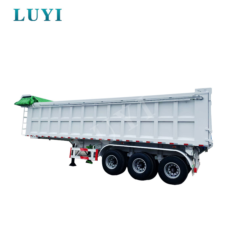 รถกึ่งพ่วงดัมพ์ 3 เพลาหลัง สีขาว